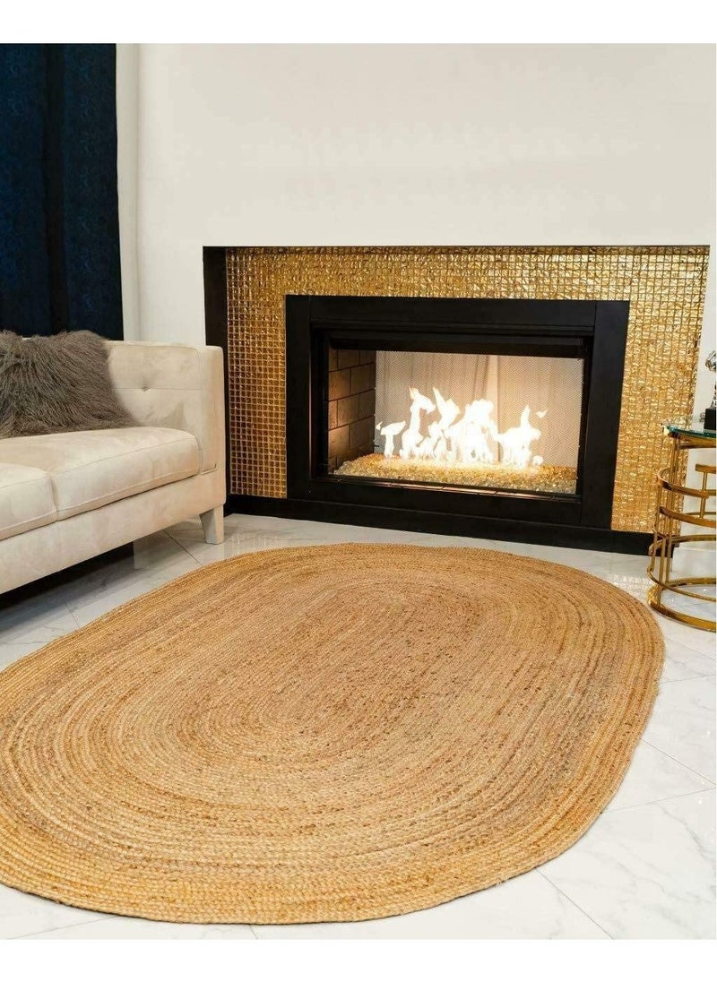 LINGWEI Oval Shape Jute Rug Carpet Door Mat Area Rug Carpet For Home Living room Bedroom  - Image 1
