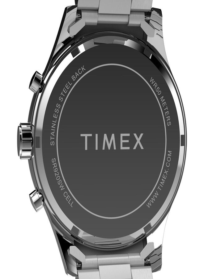 Timex Men's Dress Chronograph 43mm Watch - Silver-Tone Bracelet Black Dial Silver-Tone Case, Silver - Image 4