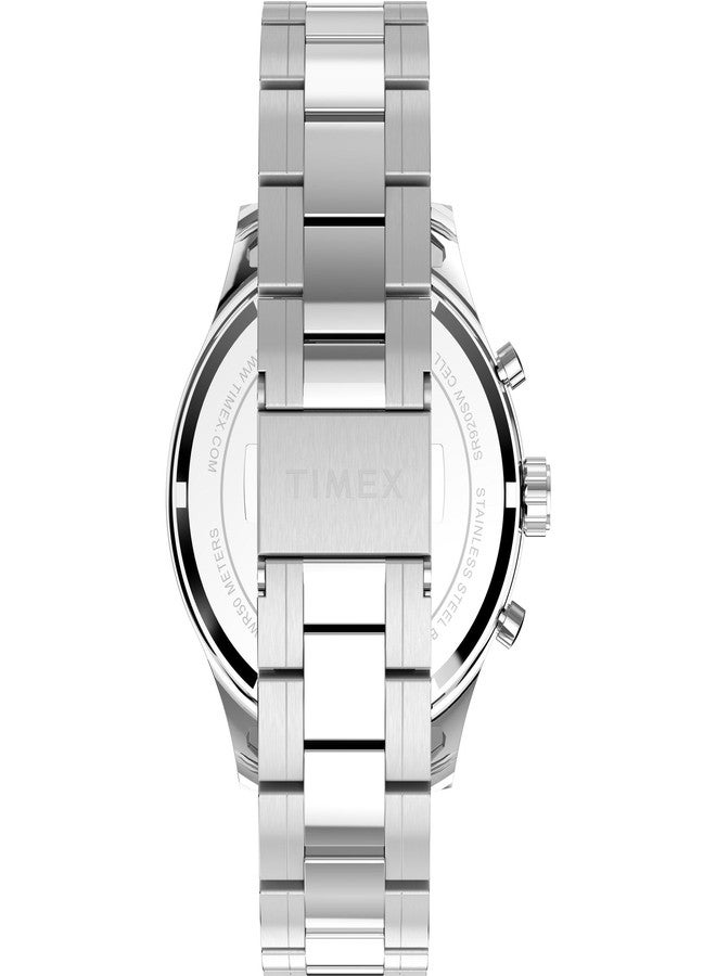 Timex Men's Dress Chronograph 43mm Watch - Silver-Tone Bracelet Black Dial Silver-Tone Case, Silver - Image 3