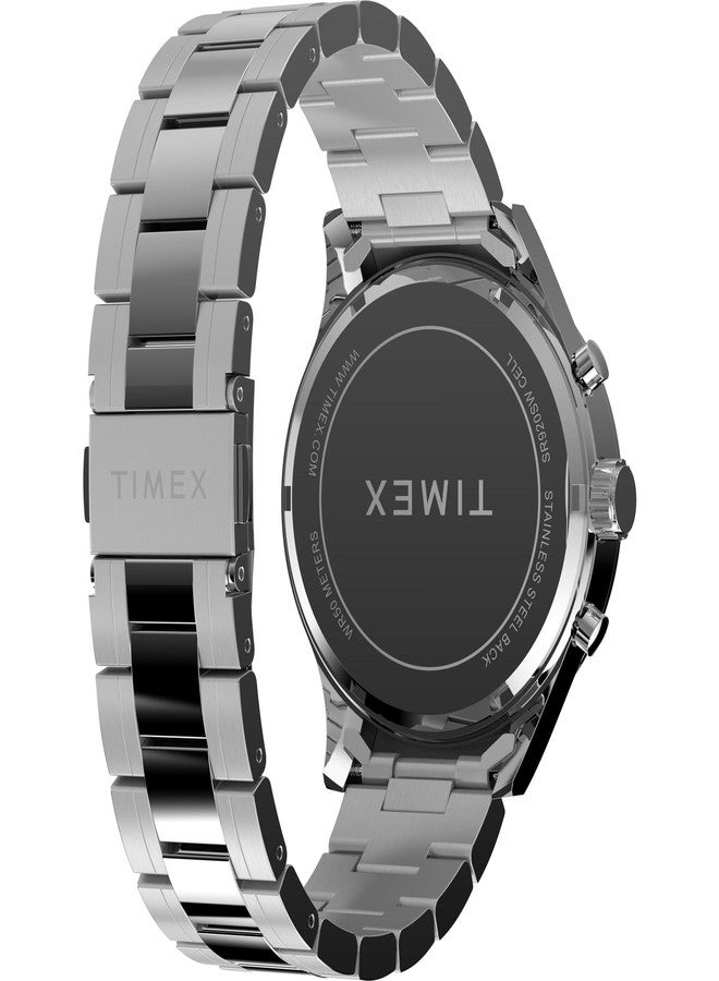 Timex Men's Dress Chronograph 43mm Watch - Silver-Tone Bracelet Black Dial Silver-Tone Case, Silver - Image 5