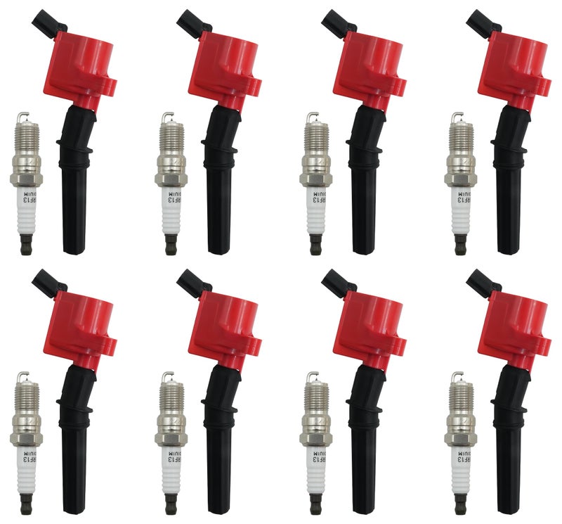 Marsram Ignition Coil Pack DG508 & Spark Plugs SP479 Double Iridium for 2000 2001 2002 2003 2004 2005 2006 2007 2008 Ford F150 F250 F350 Lincoln Town Mercury 1998-2011 DG457 SP493 4.6L 5.4L V8 - Image 1