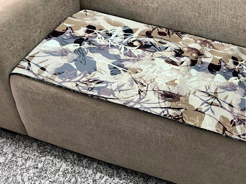 FABANE polycotton Printed Sofa Seat Cover for 5 Seater with Heavy Antiskid Backing Machine Washable Sofa Seat Runner for Couch 1 Piece 22 x 48 Inches1 Piece 22 x 68 Inches Brown Leaves - Image 1