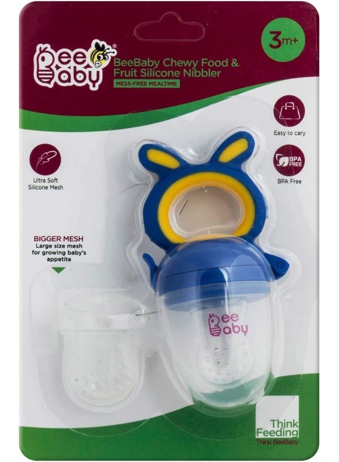 Beebaby Silicone Food and Fruit Nibbler with Extra Silicone Mesh (Chewy - Blue) - Image 4