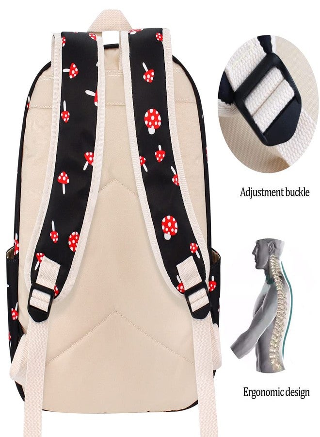 FEWOFJ Mushroom School Backpack for Teen Girls, Bookbag with Lunch Box and Pencil Case - Image 5