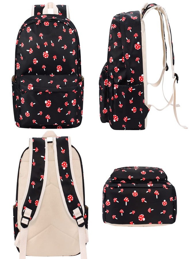 FEWOFJ Mushroom School Backpack for Teen Girls, Bookbag with Lunch Box and Pencil Case - Image 3