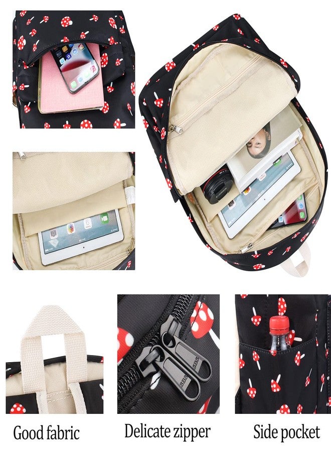 FEWOFJ Mushroom School Backpack for Teen Girls, Bookbag with Lunch Box and Pencil Case - Image 4