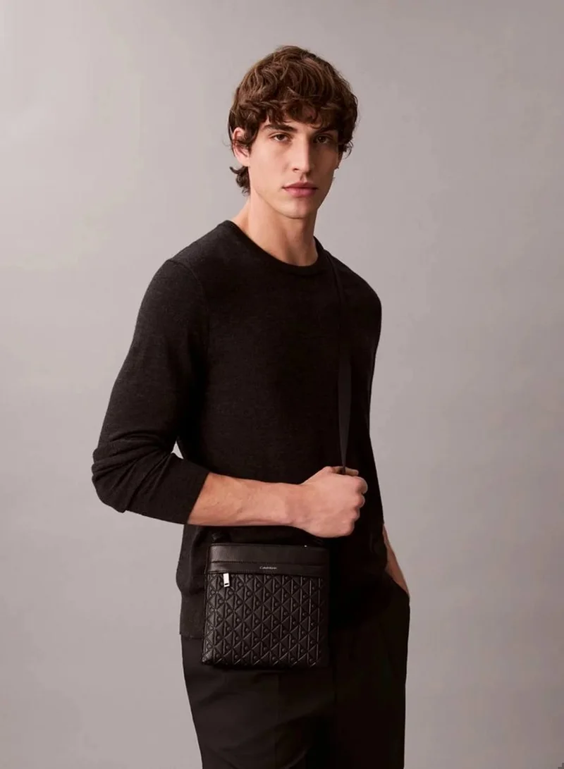 Calvin Klein Black Embossed Woven Flat Pack for Men | Best Price UAE