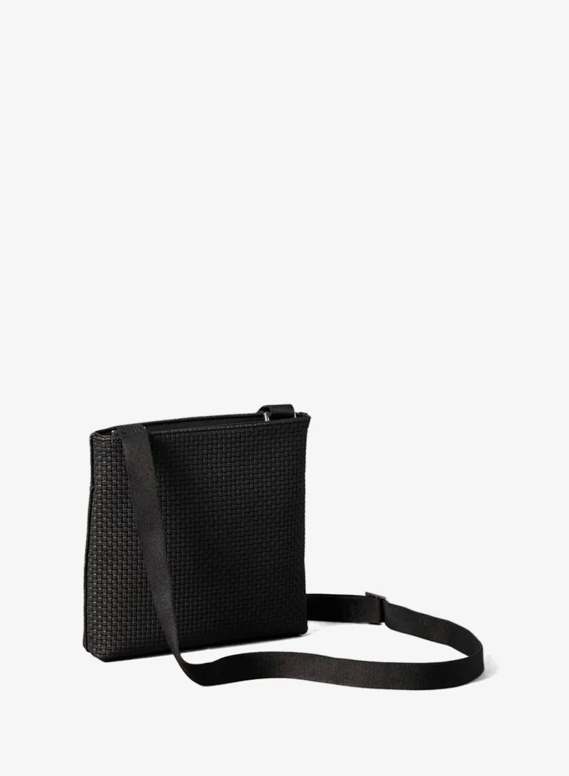 Calvin Klein Black Embossed Woven Flat Pack for Men | Best Price UAE