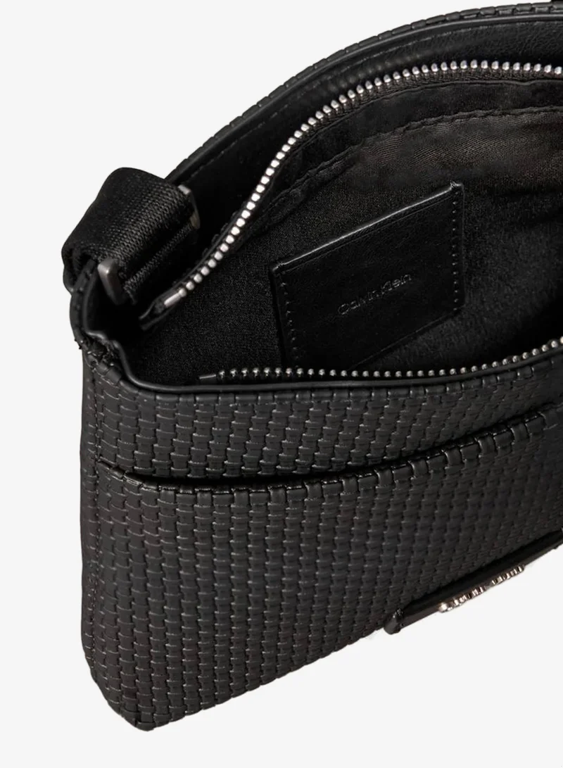 Calvin Klein Black Embossed Woven Flat Pack for Men | Best Price UAE