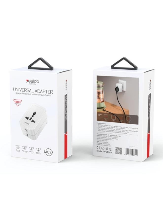 Yesido - MC32 Support 1380W High Power Multi-national Standard Plugs Global Plug Adapter - Image 1