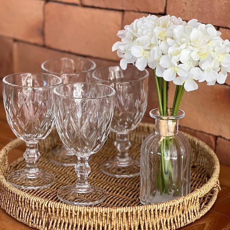 Diamond Glass Set, Crystal Cut Design Goblet Glasses, 210ml Capacity, Set of 6, Premium Quality for Juice, Beverages and Cocktails - Image 4