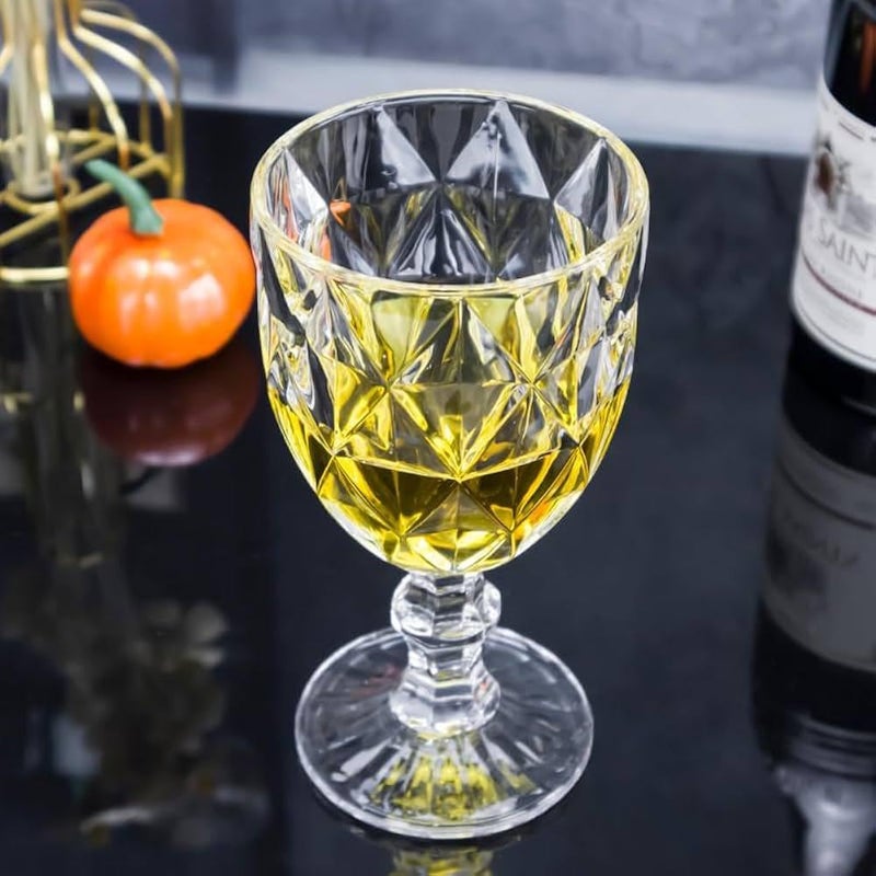 Diamond Glass Set, Crystal Cut Design Goblet Glasses, 210ml Capacity, Set of 6, Premium Quality for Juice, Beverages and Cocktails - Image 5