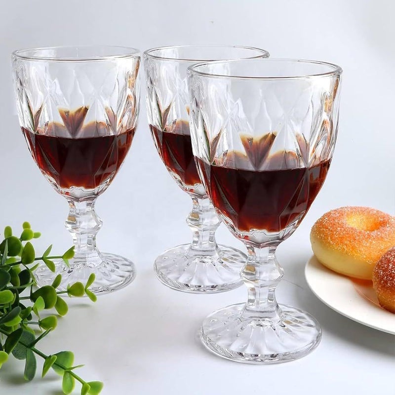 Diamond Glass Set, Crystal Cut Design Goblet Glasses, 210ml Capacity, Set of 6, Premium Quality for Juice, Beverages and Cocktails - Image 2