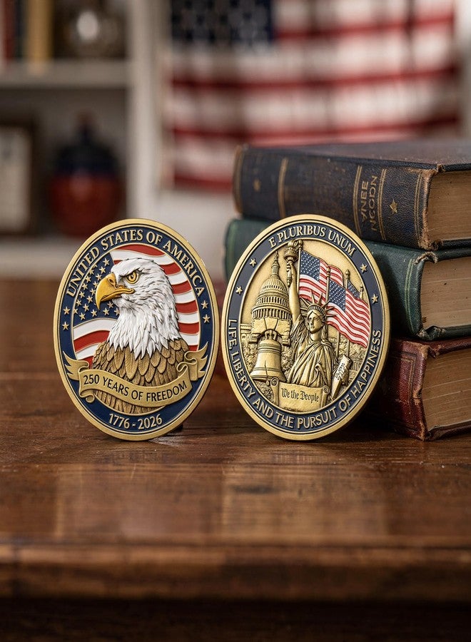 RDGDFONG عملات تذكارية للذكرى الـ 250 - عملة تذكارية للنسر الأمريكي وتمثال الحرية، عملات معدنية متينة للذكرى السنوية، منتجات الذكرى الـ 250 لأمريكا للاحتفال والإهداء (1776-2026) - Image 2