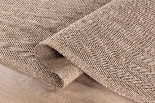 CAMILSON Indoor and Outdoor Runner Rug Natural Herringbone Seagrass Boho Design Easy-Cleaning Non Shedding Fiber Living Room Bedroom Garden Patio and Kitchen Washable Outside Carpet Alfombras (2x7) - Image 3