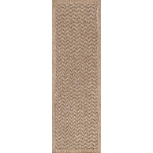 CAMILSON Indoor and Outdoor Runner Rug Natural Herringbone Seagrass Boho Design Easy-Cleaning Non Shedding Fiber Living Room Bedroom Garden Patio and Kitchen Washable Outside Carpet Alfombras (2x7) - Image 2