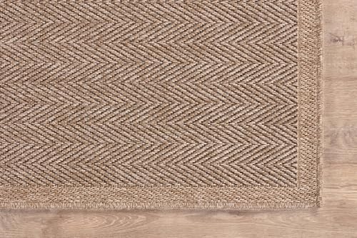 CAMILSON Indoor and Outdoor Runner Rug Natural Herringbone Seagrass Boho Design Easy-Cleaning Non Shedding Fiber Living Room Bedroom Garden Patio and Kitchen Washable Outside Carpet Alfombras (2x7) - Image 5