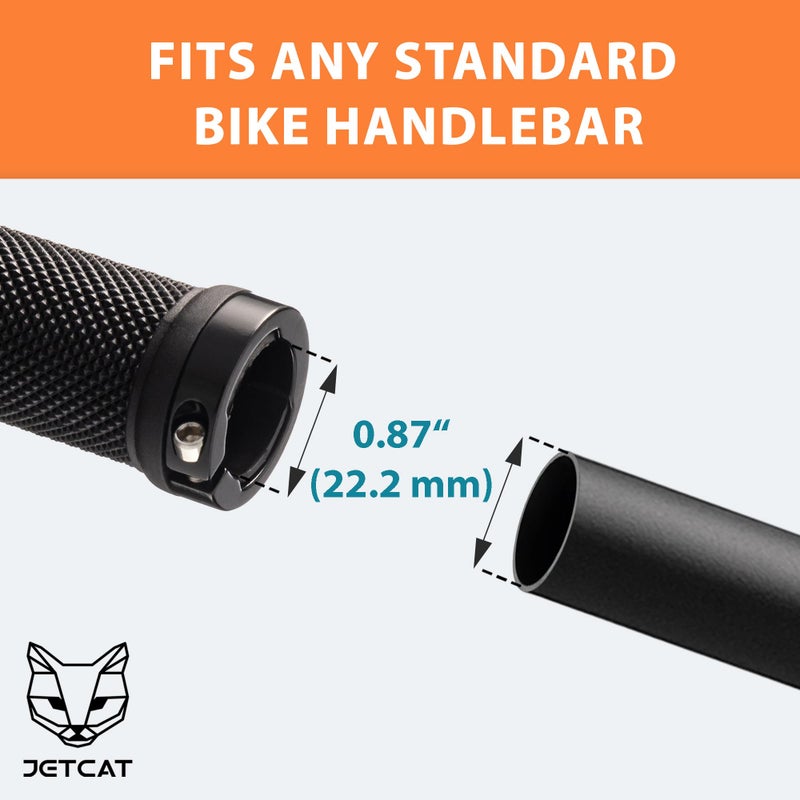 JETCAT Bike Grips, Bike Handlebar Grips, Mountain Bike Grips Handlebar, MTB Grips, Bicycle Grips BMX Grips, Bicycle Handlebar Grips Handles for Adults. Ebike, MTB, Scooter, Lock on, Black - Image 2