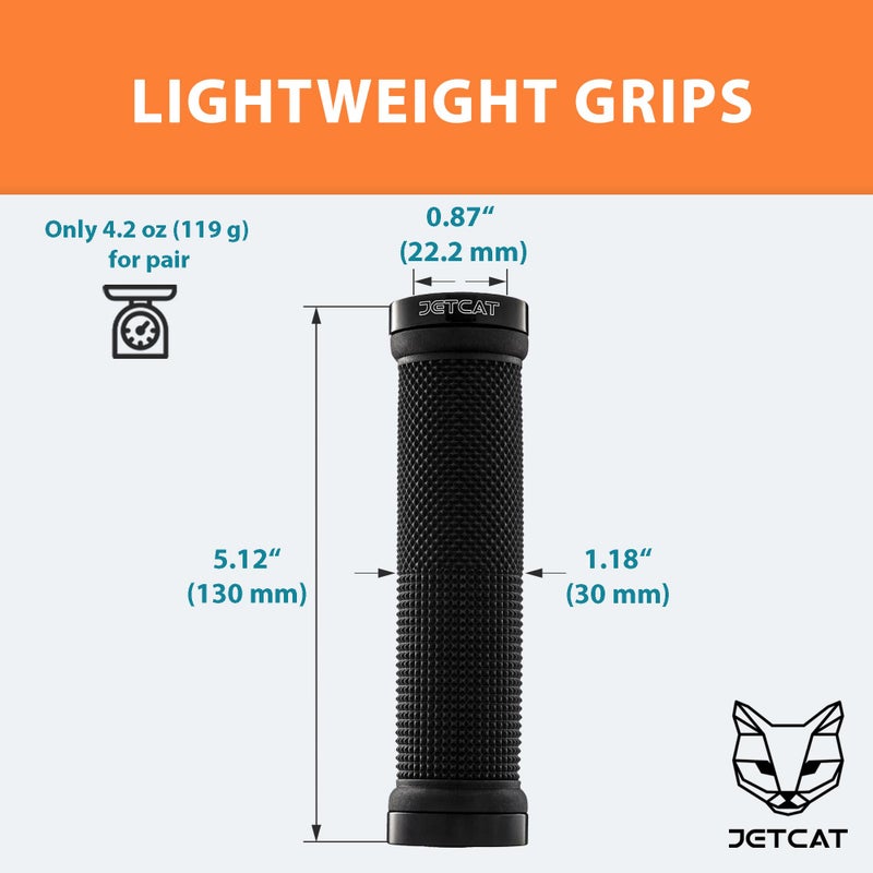 JETCAT Bike Grips, Bike Handlebar Grips, Mountain Bike Grips Handlebar, MTB Grips, Bicycle Grips BMX Grips, Bicycle Handlebar Grips Handles for Adults. Ebike, MTB, Scooter, Lock on, Black - Image 5