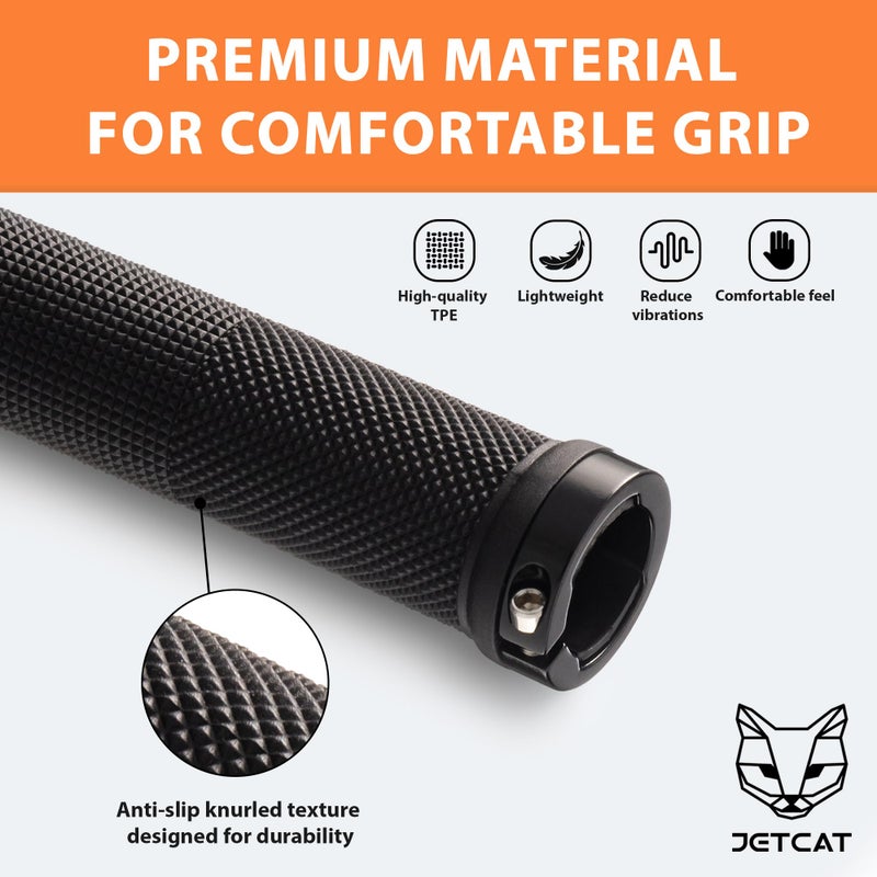 JETCAT Bike Grips, Bike Handlebar Grips, Mountain Bike Grips Handlebar, MTB Grips, Bicycle Grips BMX Grips, Bicycle Handlebar Grips Handles for Adults. Ebike, MTB, Scooter, Lock on, Black - Image 4