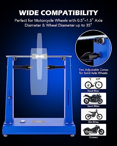 Orion Motor Tech Motorcycle Wheel Balancer & Truing Stand, Tire Balancer Stand for Motorcycle Wheel with Adjustable Truing Pointer, Heavy Duty Bicycle Wheel Truing Stand for Sport Dirt Bike - Image 4