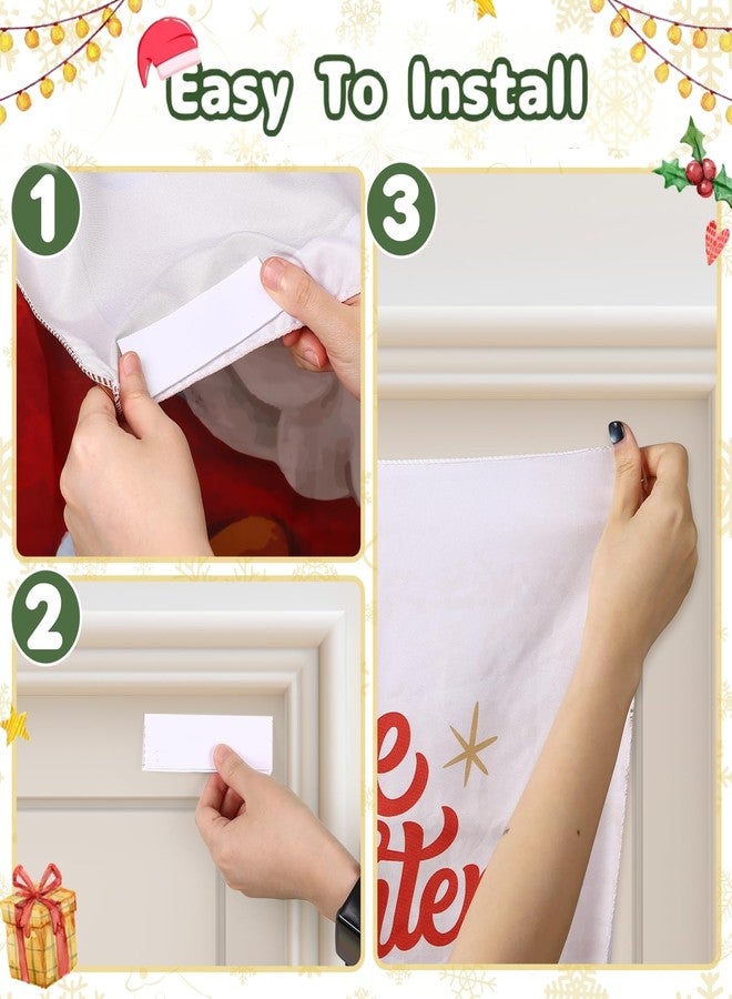 GWHOLE Christmas Door Cover 36 x 80 Inch Christmas Door Decorations Cute Santa Claus Front Door Covers Decorative for Home Holiday Party Indoor Outdoor Xmas Decor - Image 3