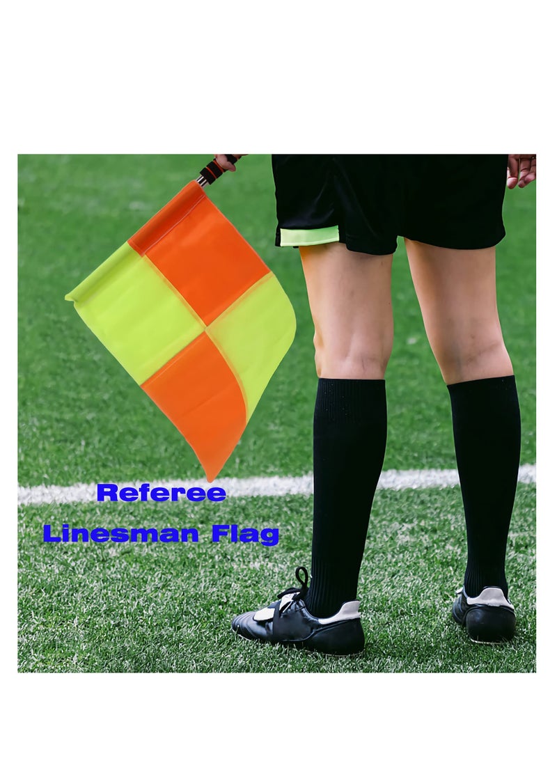 Generic - Soccer Referee Flag Set with Checkered Linesman Flags, Red and Yellow Cards, Notebook and Pencil, Plus Stainless Steel Whistles with Lanyard for Soccer, Football, and Basketball Coaching. - Image 1