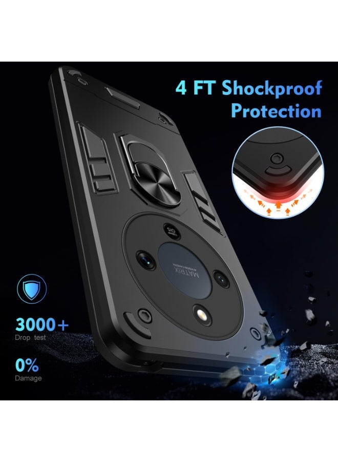 Compatible with Honor X9D Full Protective Case, Compatible with Honor X9D 3 Layer Rugged Shockproof Protective Case with Kickstand,Black - Image 4