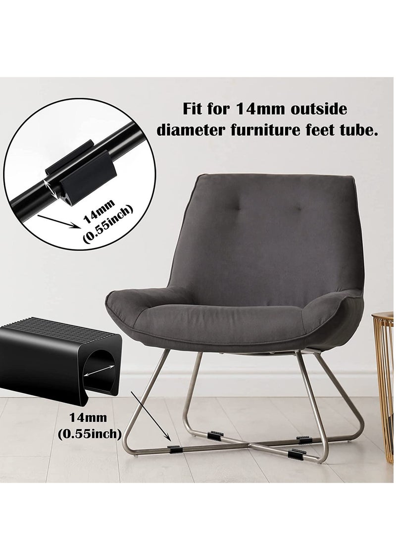 SYOSI Plastic Furniture Feet Protectors Avoid Noise Black Plastic 14mm Floor Protectors Rectangle Non-Slip Leg Tips U Shape Foot Cap for Metal Chairs 40 Pack  - Image 3