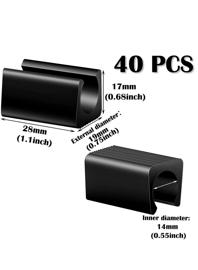 SYOSI Plastic Furniture Feet Protectors Avoid Noise Black Plastic 14mm Floor Protectors Rectangle Non-Slip Leg Tips U Shape Foot Cap for Metal Chairs 40 Pack  - Image 2