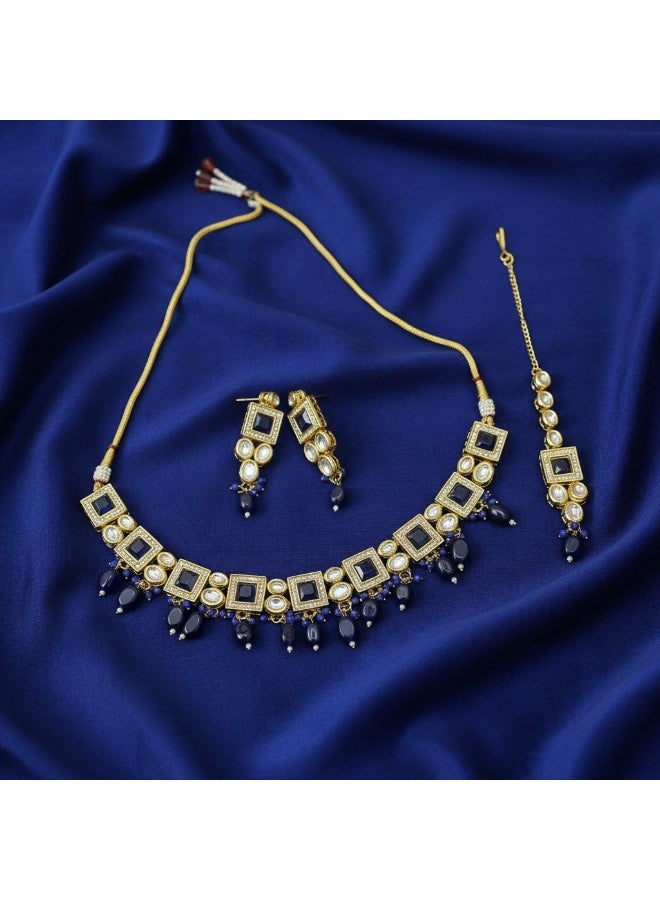 Pretty Precious Indo-Western Kundan Choker Set for Women & Girls | Elegant Traditional Bridal & Party Wear Necklace Set - Image 1