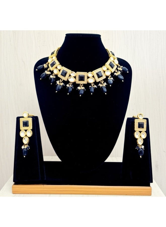 Pretty Precious Indo-Western Kundan Choker Set for Women & Girls | Elegant Traditional Bridal & Party Wear Necklace Set - Image 2