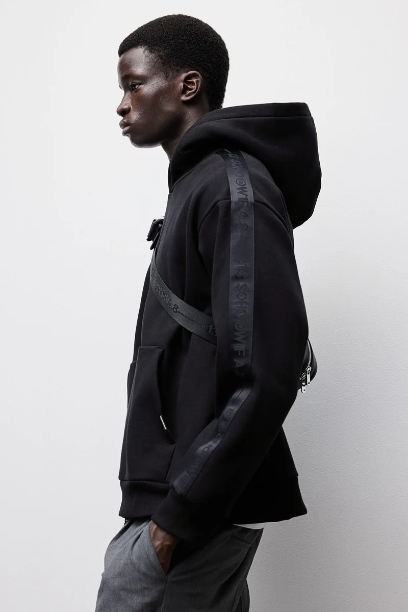 H&M Loose Fit Hoodie With Sidestripes