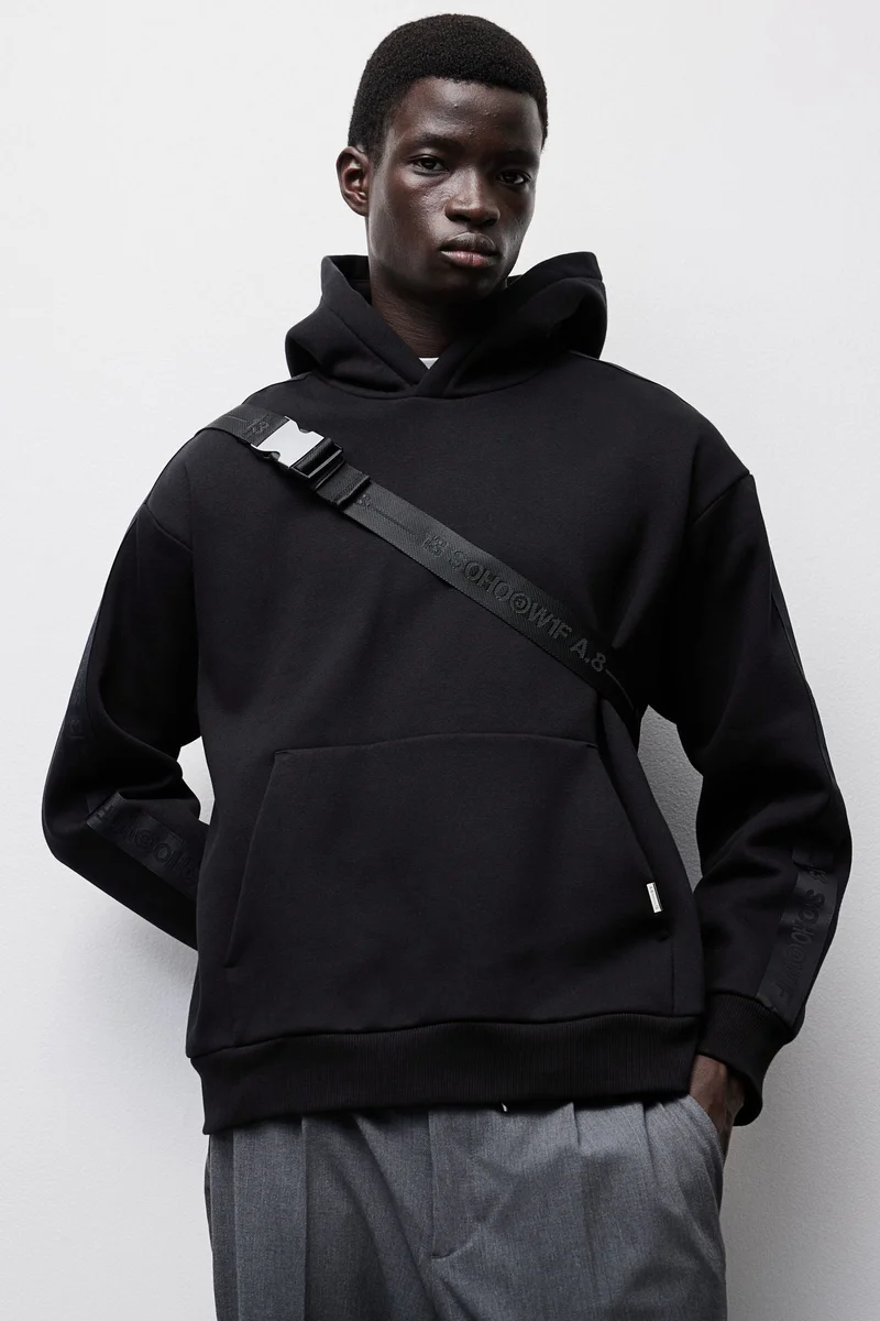 H&M Loose Fit Hoodie With Sidestripes