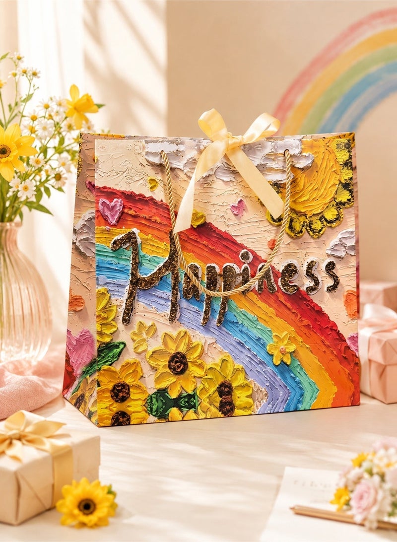 5 Pcs Sunflower Gift Bags Set,35*32*15cm Reusable Party Favor Gift Bags with Handles & Ribbon,Waterproof Large Thickened Paper Gift Bags for Birthday Wedding Baby Shower Party Decorations - Image 3