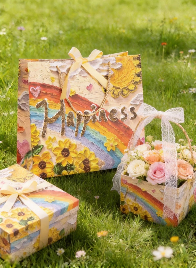 5 Pcs Sunflower Gift Bags Set,35*32*15cm Reusable Party Favor Gift Bags with Handles & Ribbon,Waterproof Large Thickened Paper Gift Bags for Birthday Wedding Baby Shower Party Decorations - Image 5