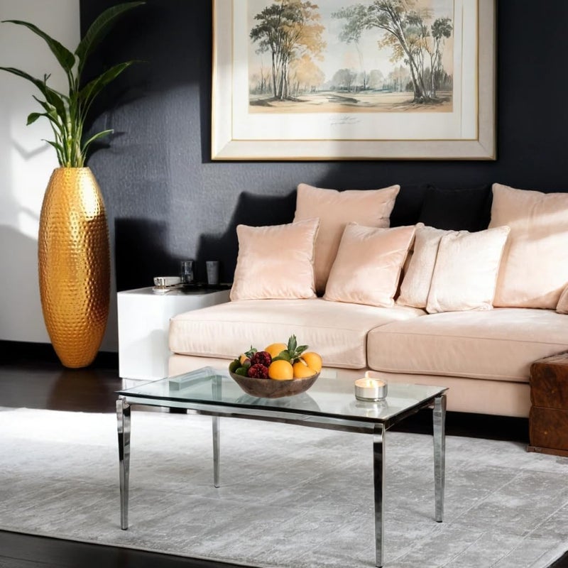 Sparkle مزهرية أرضية معدنية ذهبية مطروقة طويلة مزخرفة لغرفة المعيشة، تصميم حديث بسيط، مثالية للزهور المجففة (24 بوصة) - Image 2