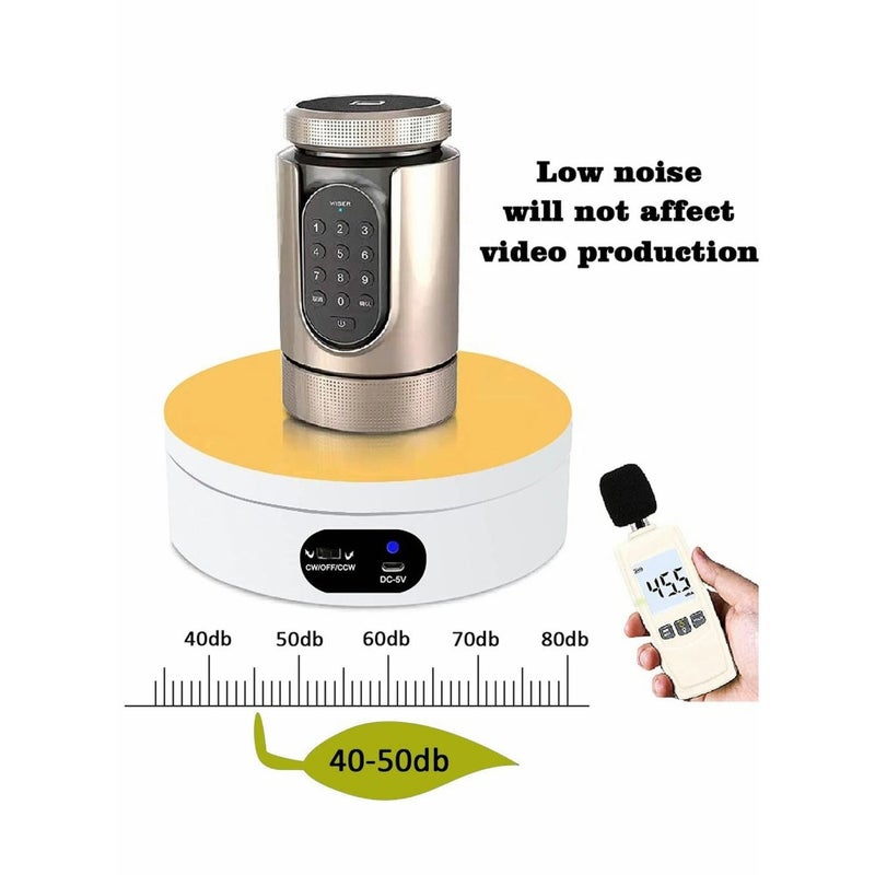 Rotating Display Stand 360 Degree Automatic Mute Motorized Turntable with USB Power Cable for Photography Record Video Product Jewelry Watch 16CM Matte White - Image 4