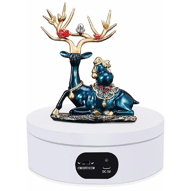 Rotating Display Stand 360 Degree Automatic Mute Motorized Turntable with USB Power Cable for Photography Record Video Product Jewelry Watch 16CM Matte White - Image 2