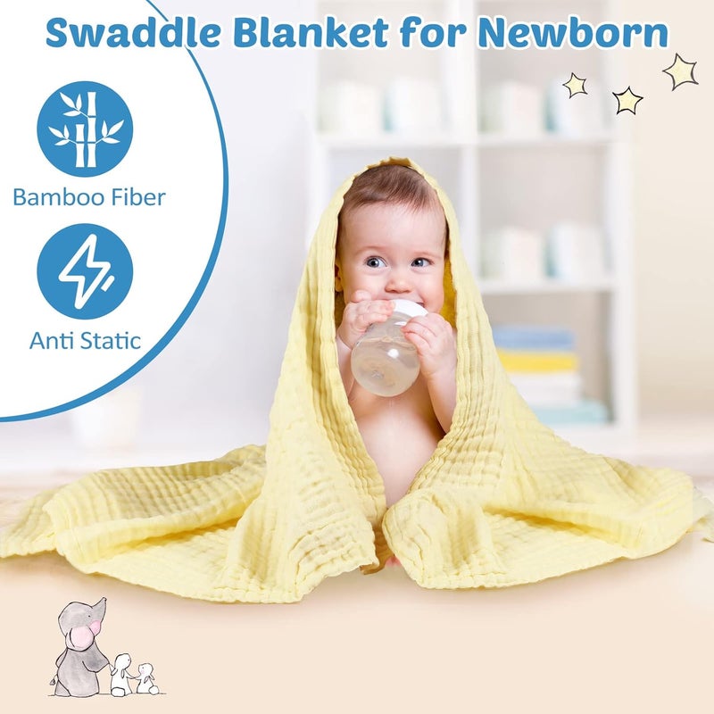 Chumia 6 Pack Baby Muslin Bath Towels Cotton Soft Infant Towels Large Swaddle Receiving Blankets - Image 4