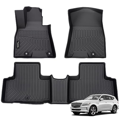 Wailtnb-Floor Mats Custom for Genesis GV80 2021-2026 5 Seats (Not for Coupe) All Weather Waterproof TPE Car Floor Liners Fits Front&2nd Row Full Set Black Accessories - Image 1