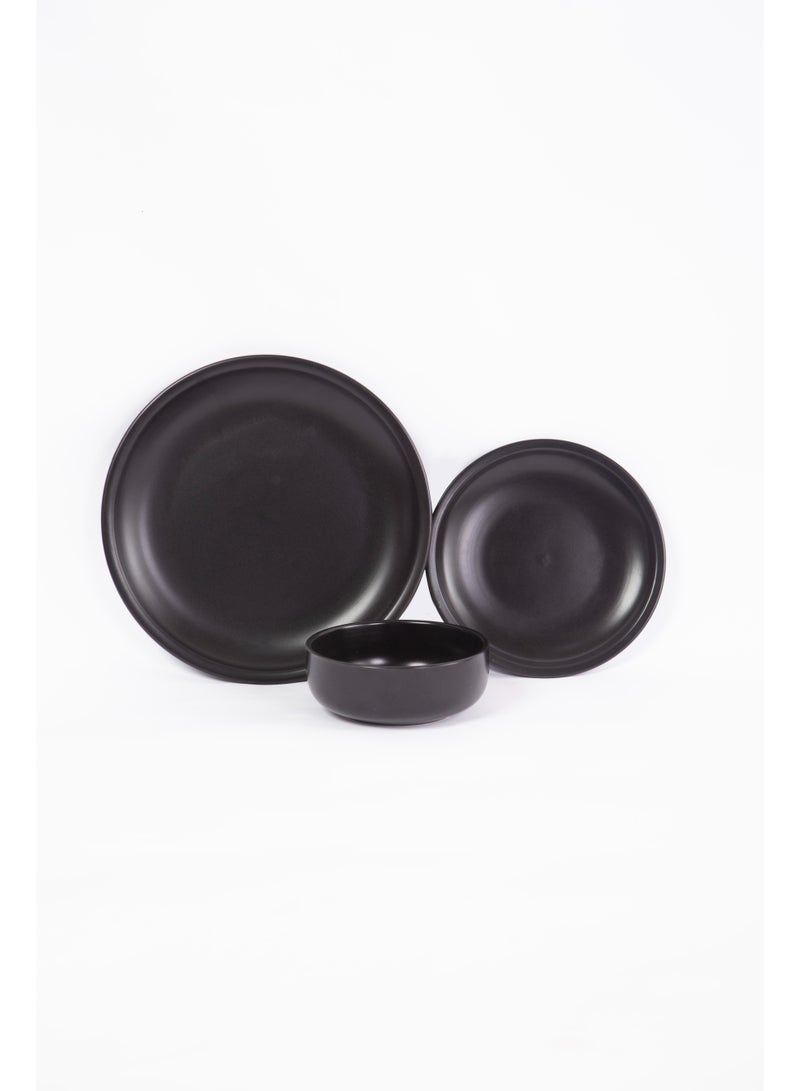 ايست من نون طقم سفرة من البورسلين مكوّن من 12 قطعة، يحتوي على 4 أطباق عشاء مقاس 27 سم، 4 أطباق جانبية مقاس 19.5 سم، 4 أطباق شوربة مقاس 15.2 سم | آمن للاستخدام في غسالة الصحون والميكروويف بلون أسود - Image 2