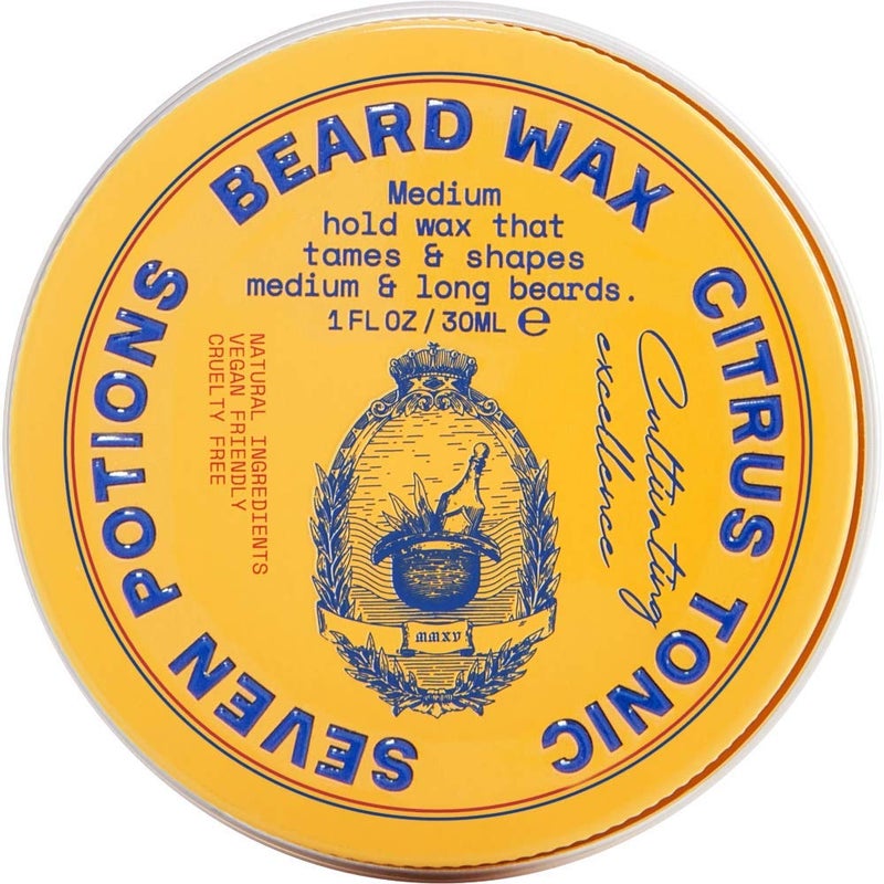 SEVEN POTIONS Beard Wax for Men  Medium Hold Styling Wax to Shape And Nourish Your Beard  AllNatural Vegan Cruelty Free  Citrus Tonic 1 FL OZ
