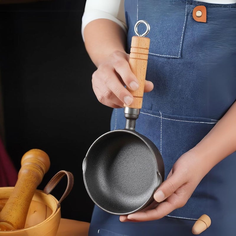 Shop Home Essentials Home Essentials Cast Iron Tadka PanVagharChounkBaghar for Frying DalSpices 4Inch 450gm Gas StoveFriendly PreSeasoned 100 ToxinFree Naturally NonStick Tempering Pan AM306 - Image 3