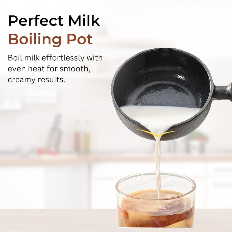 Shop Home Essentials Home Essentials Cast Iron Tadka PanVagharChounkBaghar for Frying DalSpices 4Inch 450gm Gas StoveFriendly PreSeasoned 100 ToxinFree Naturally NonStick Tempering Pan AM306 - Image 2