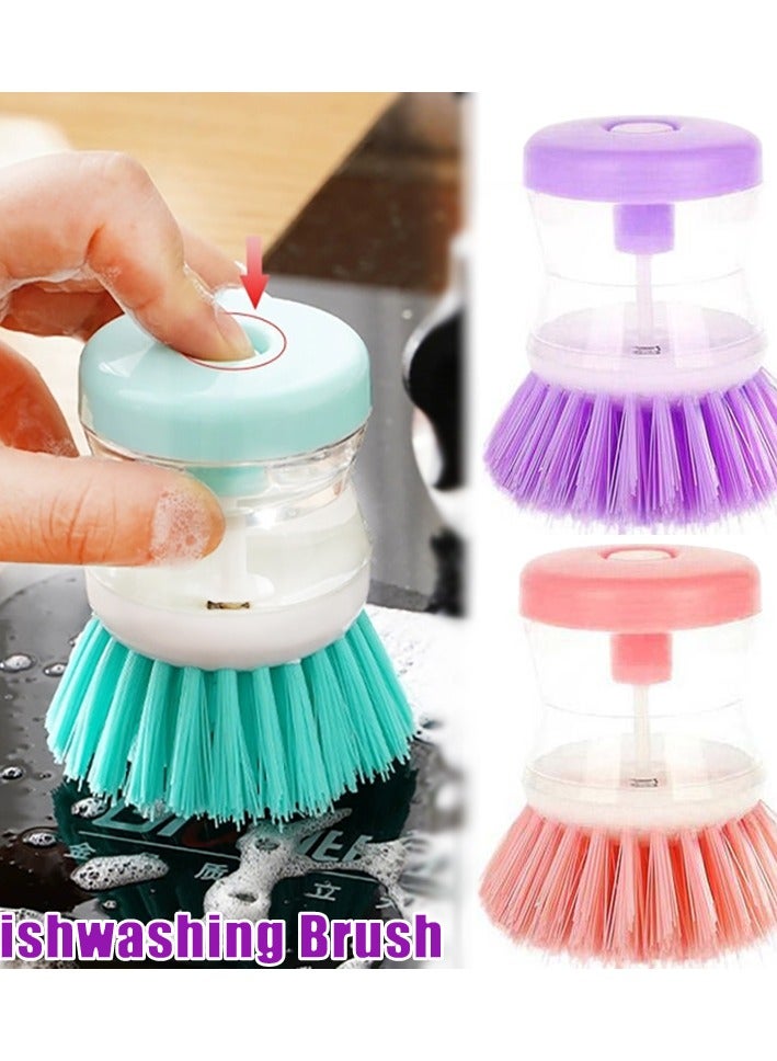 2-in-1 Dishwashing Brush with Automatic Soap Dispenser - Perfect Kitchen Cleaning Tool - Smart Kitchen Brush with Built-in Soap Tank - Effective Cleaning of Utensils - Dish Cleaning Brush with Soap Tank - Ergonomic and Effective Design- multicolor - Image 1