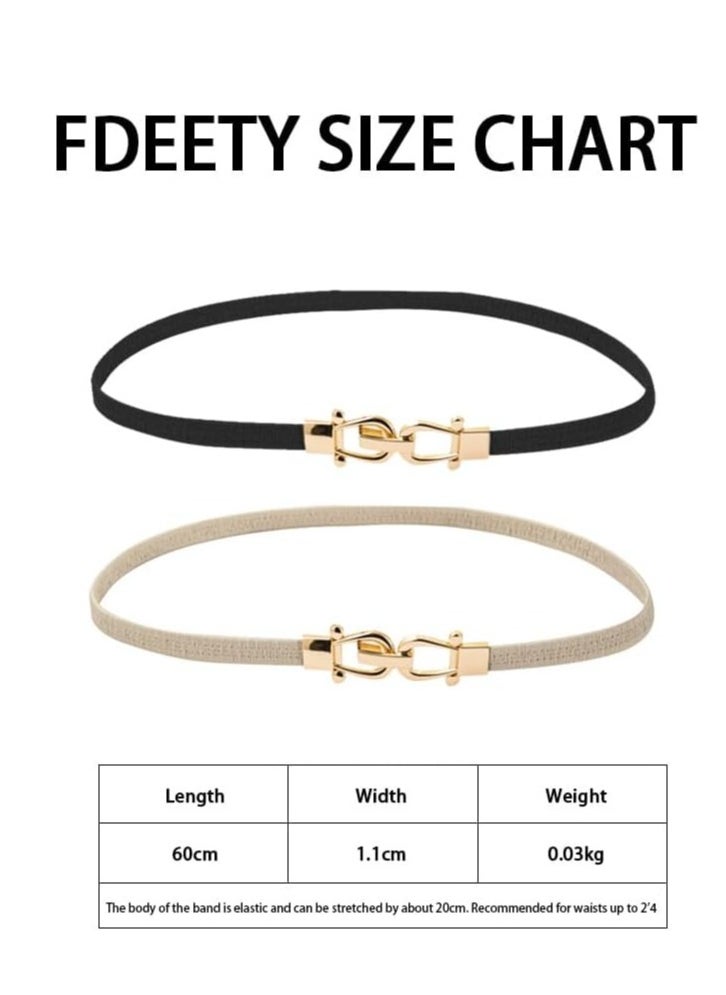 SYOSI - Belts for Women, Stretchy Skinny Waist Belt, Fashion Stretchy Waistband with Buckle Elastic Belt for Dresses Coat Jeans, 2 Pcs, Black and White - Image 1