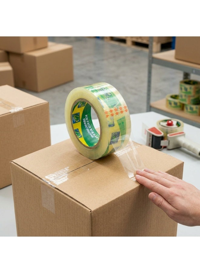 شريط لاصق تغليف شفاف عريض، لاصق قوي، شريط إغلاق شفاف للصناديق والكرتون والشحن، 500 ياردة - Image 3