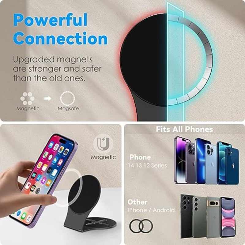 حامل هاتف مغناطيسي للكمبيوتر المحمول، من الألومنيوم باللون الرمادي، حامل متوافق مع Magsafe قابل للتعديل مع مشبك جانبي للشاشة للاستخدام في المنزل والمكتب - Image 5