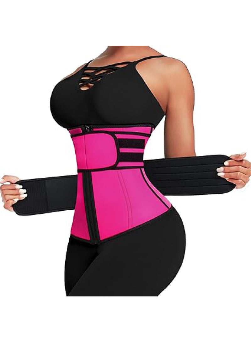 Rock Pow Adjustable Waist Trainer for Women, Slimming Belt with Tummy Sauna Bandage Wrap, Waist Trimmer Belt Belly Body Shaper Compression Wrap, Plus Size Corset Waist Trainer for Women and Men - Image 1